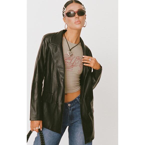 Princess Polly faux leather blazer jacket XS/S - Picture 1 of 8